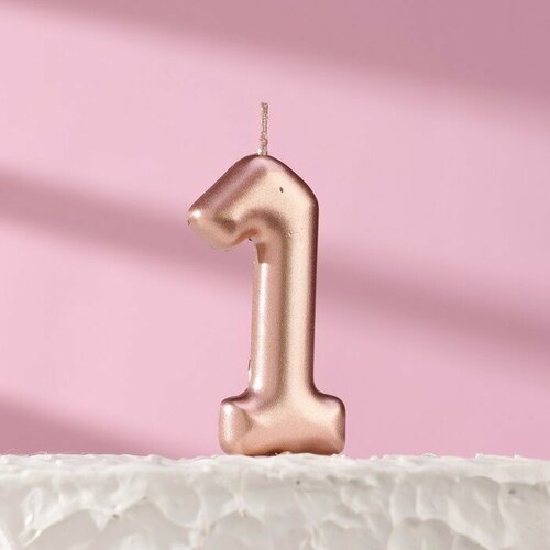 SUI Свеча в торт Европейская цифра 1 6 см розовое золото 269₽