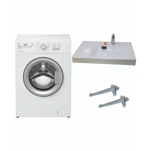 Стиральная машина Beko WRS 54P1 BSW и раковина над стиральной машиной Jazz 80R 4085000₽