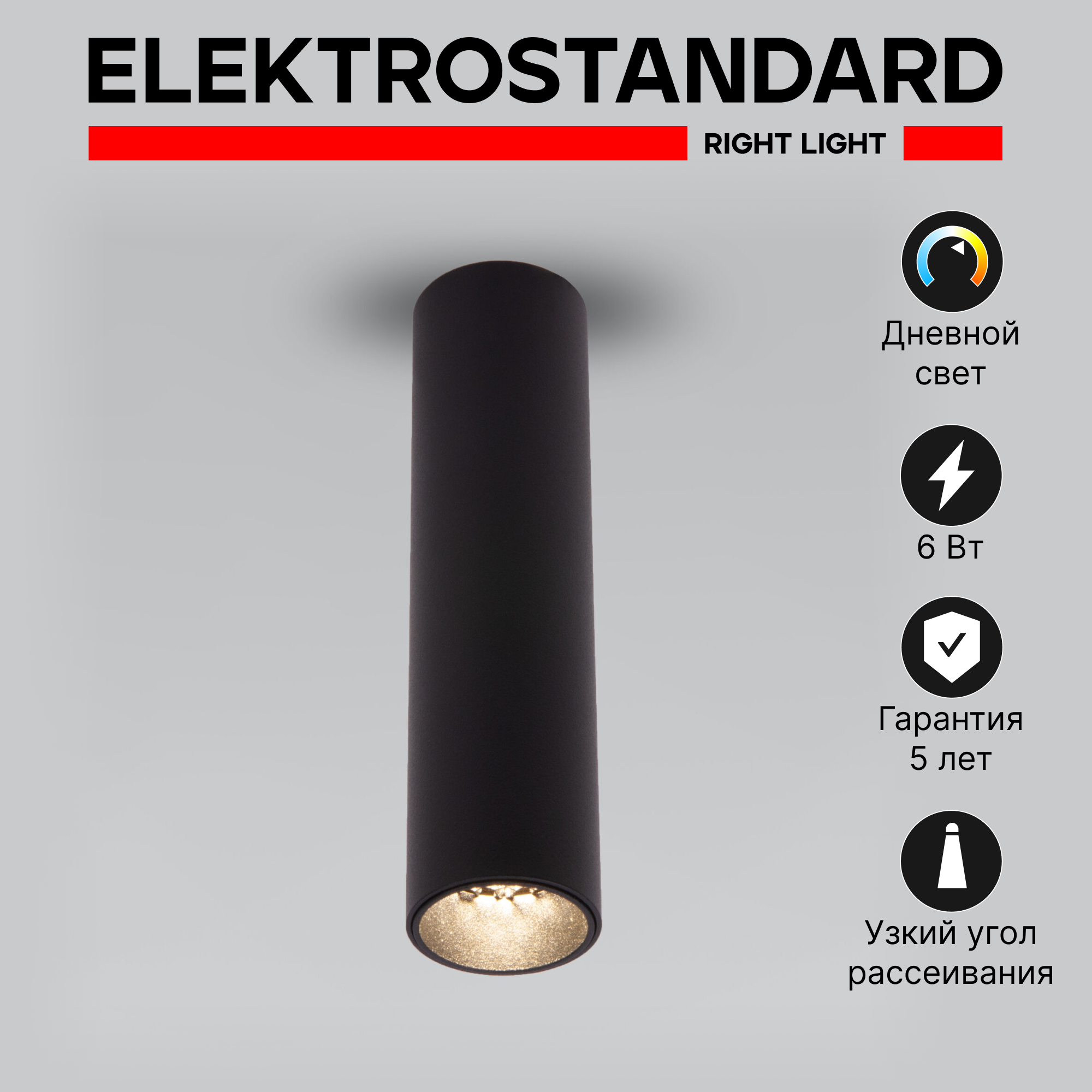 Спот / Накладной светодиодный светильник Elektrostandard Pika 25031/LED, 6 Вт, 4200 К, цвет черный