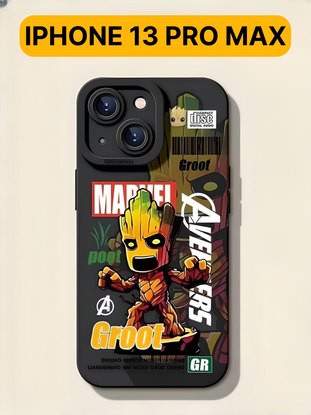 Защитный чехол на айфон 13 про макс / iphone 13 Pro Max силиконовый противоударный с защитой камеры, черный, грут