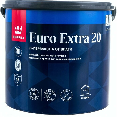 Моющаяся краска для влажных помещений Tikkurila EURO EXTRA 20