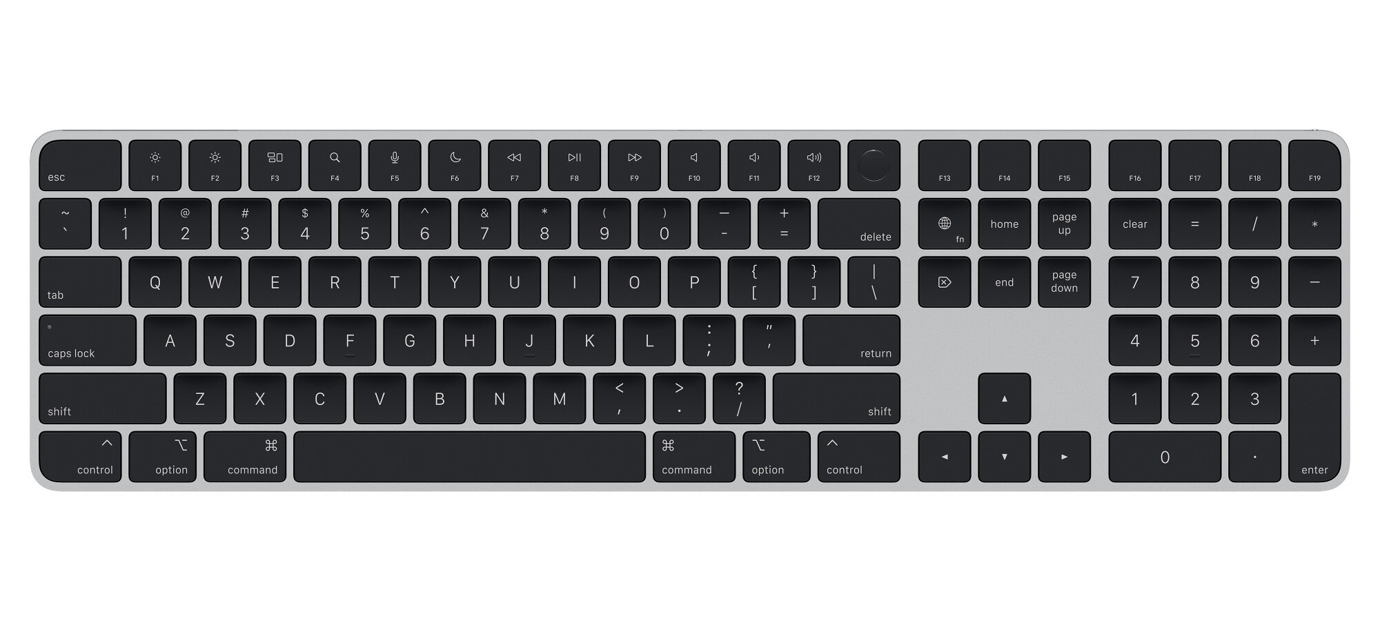 Клавиатура Apple Magic Keyboard with Touch ID and Numeric Keypad, беспроводная, серый [mk2c3rs/a] - фото №10