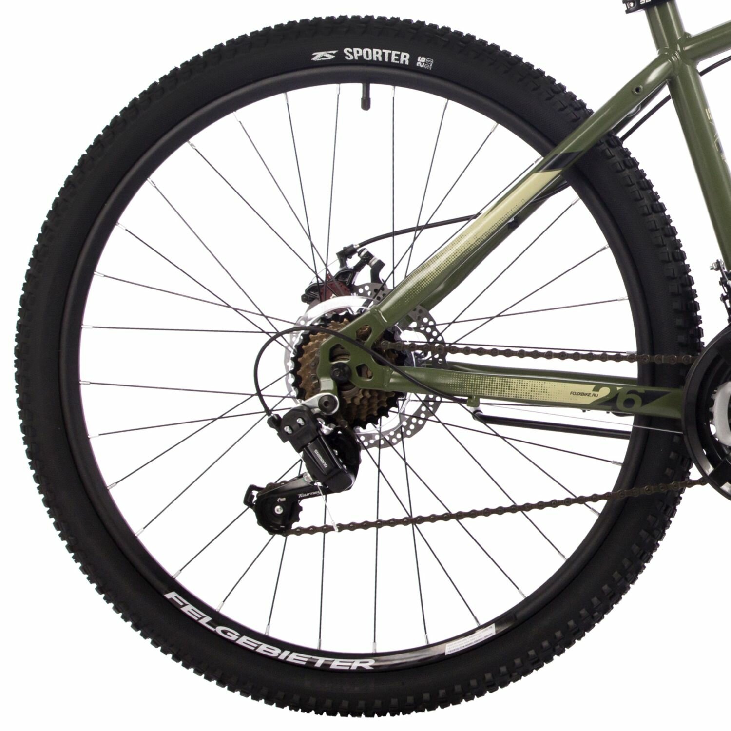 Велосипед Foxx Caiman 26" (2024) (Велосипед FOXX 26" CAIMAN зеленый, сталь, размер 18")