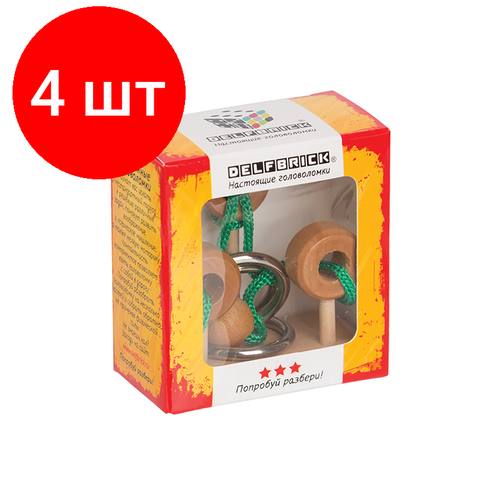 головоломка delfbrick dls 09 мост Комплект 4 шт, Игра-головоломка деревянная DELFBRICK, DLS-08, Петли, 7 элементов