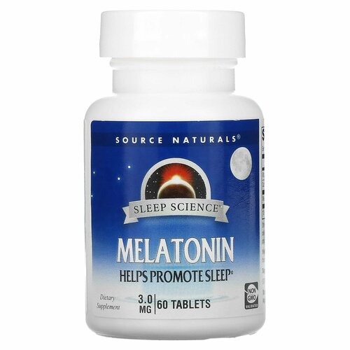 Source Naturals, Melatonin, 3 мг, 60 табл.
