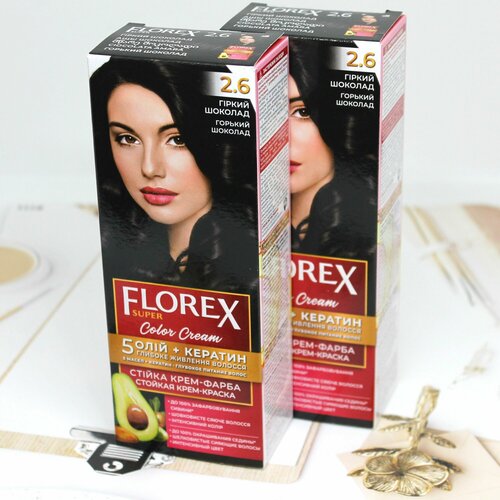 Краска 2 шт для волос 26 FLOREX-SUPER Горький шоколад 605₽