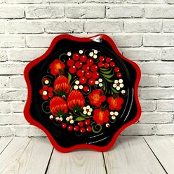Тарелка поднос фигурная 17 см декоративная с росписью хохлома