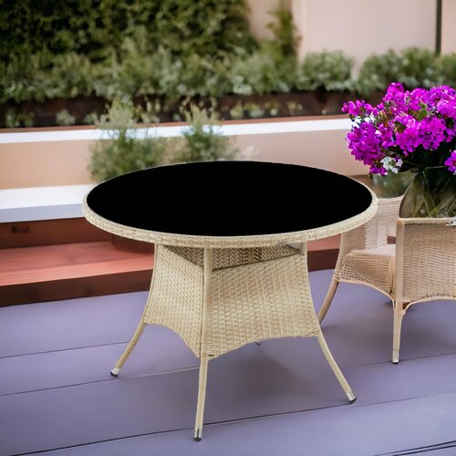 Стол Мир Дачника Эмма искусственный ротанг калённое стекло 105х73см 23165₽