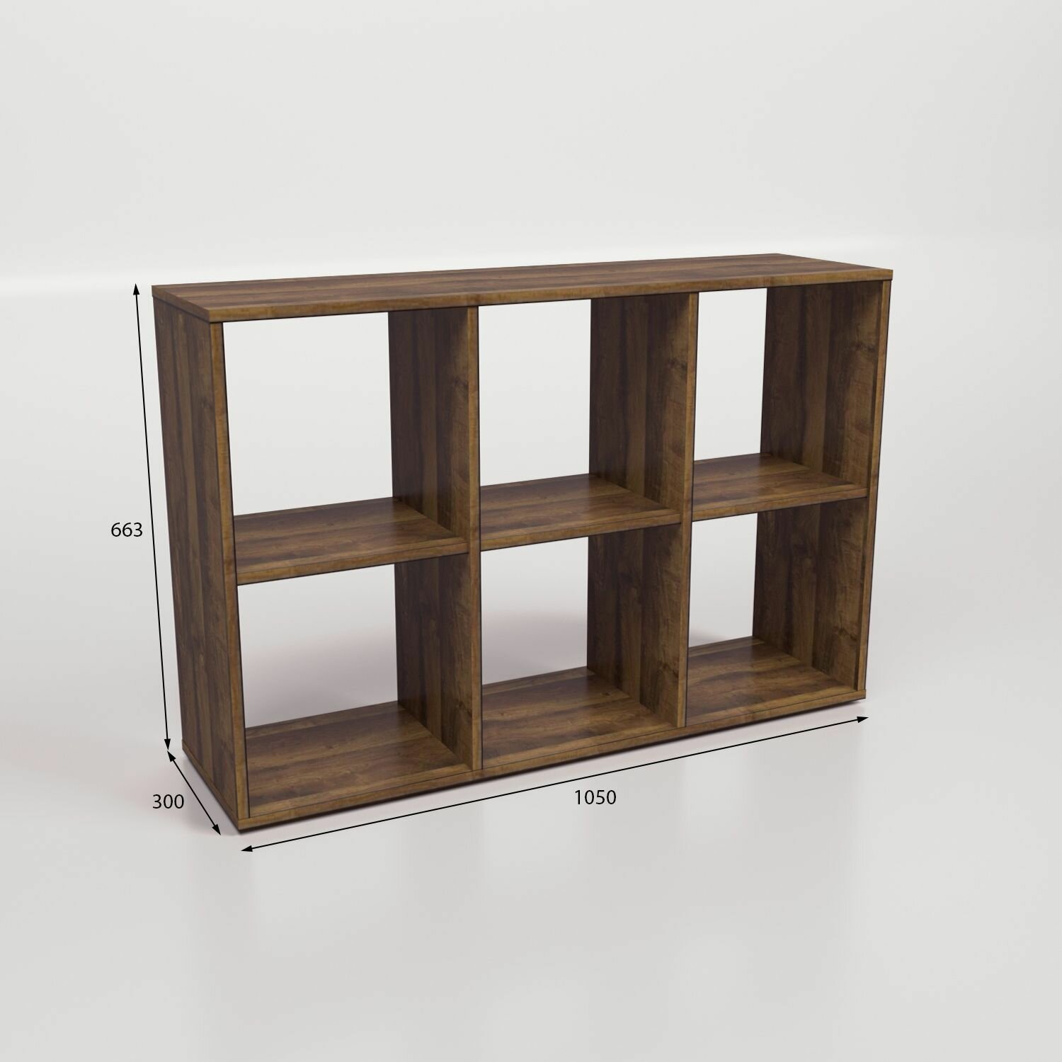 Изображение Стеллаж деревянный напольный открытый с полками 6 секций, перегородка для зонирования комнаты, открытый шкаф для книг