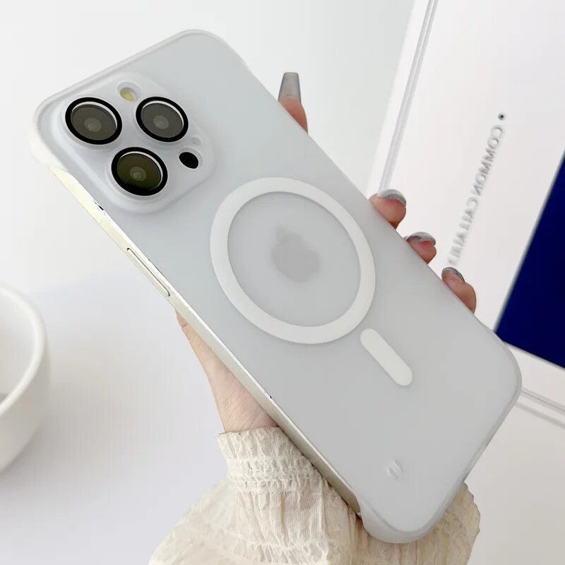Безрамочный матовый чехол для телефона iPhone 15 14 Plus 13 12 11 Pro Max, ультратонкий Магнитный чехол для беспроводной зарядки Magsafe, Clear, For iPhone 15