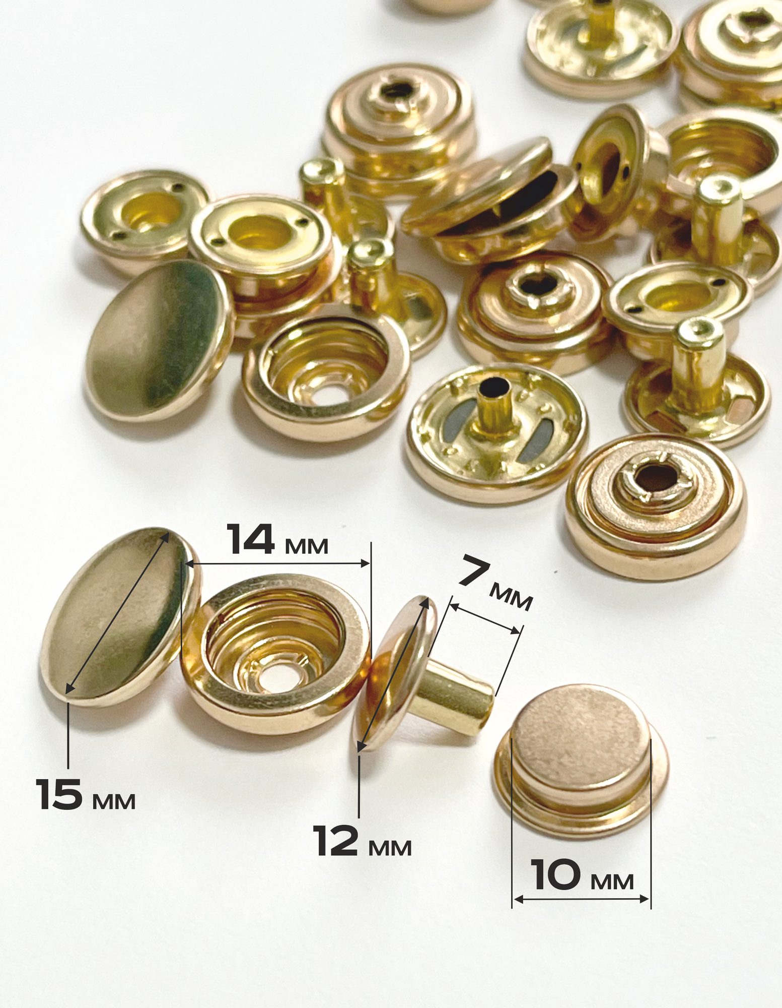 Кнопки для одежды Дельта 501 из латуни 15 мм, 10шт, золотистые — фото 1