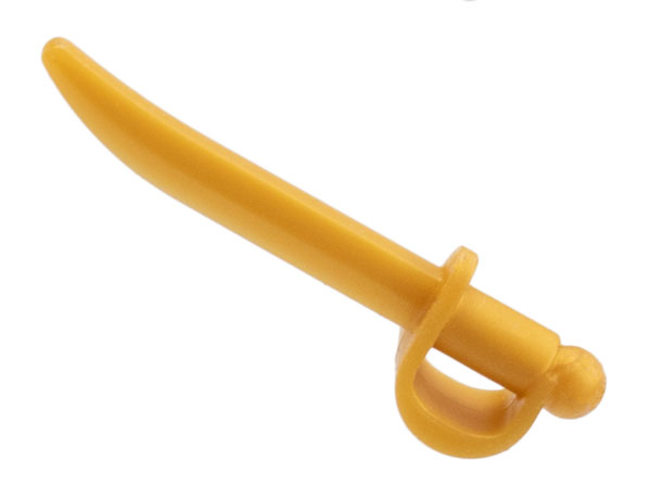 Minifigure, Weapon Sword, Cutlass / Saber with Small Hilt, 2530 Pearl Gold U