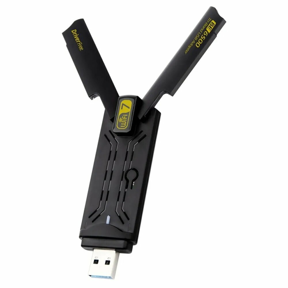 USB-адаптер WiFi7 6500 Мбит/с BE6500 2,4 ГГц, 5,8 ГГц, 6 ГГц, беспроводная сетевая карта 802.11be Free-Drive WiFi-адаптер для Win 10/11