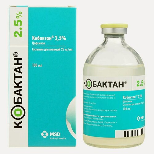 Изображение товара Кобактан 2,5 % раствор для инъекций для ветеринарного применения, 100 мл