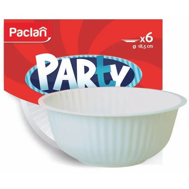 Тарелки пластиковые PACLAN PARTY CLASSIC, белые, для супа или салата из PS, 185 мм, 6 шт