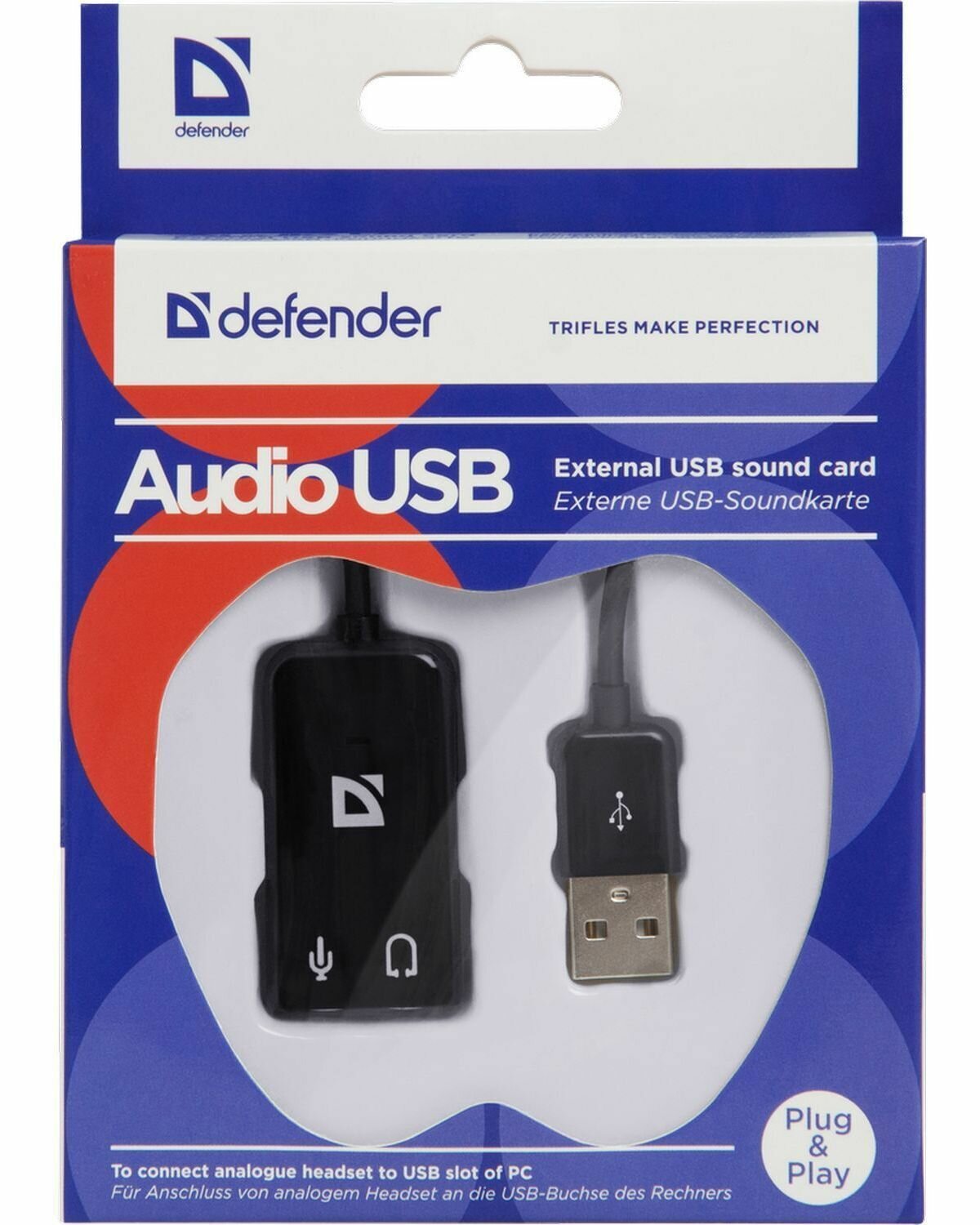 Внешняя USB звуковая карта Defender Audio USB USB - 2х3,5 мм jack, 0.1 м