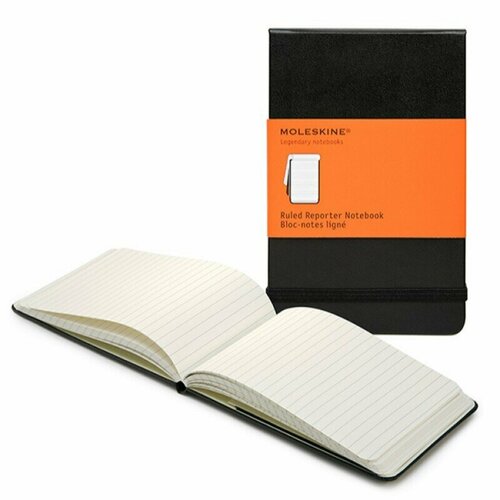 Блокнот в линейку Moleskine REPORTER (QP511) 9х14 см, 192 стр, твердая обложка, черный