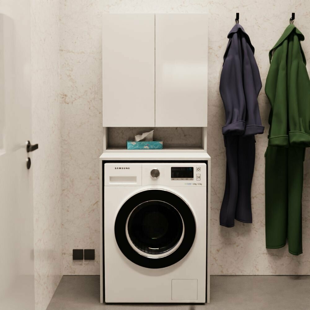 фото Тумба для стиральной машины Аризона, Белый Глянец, Vivoline