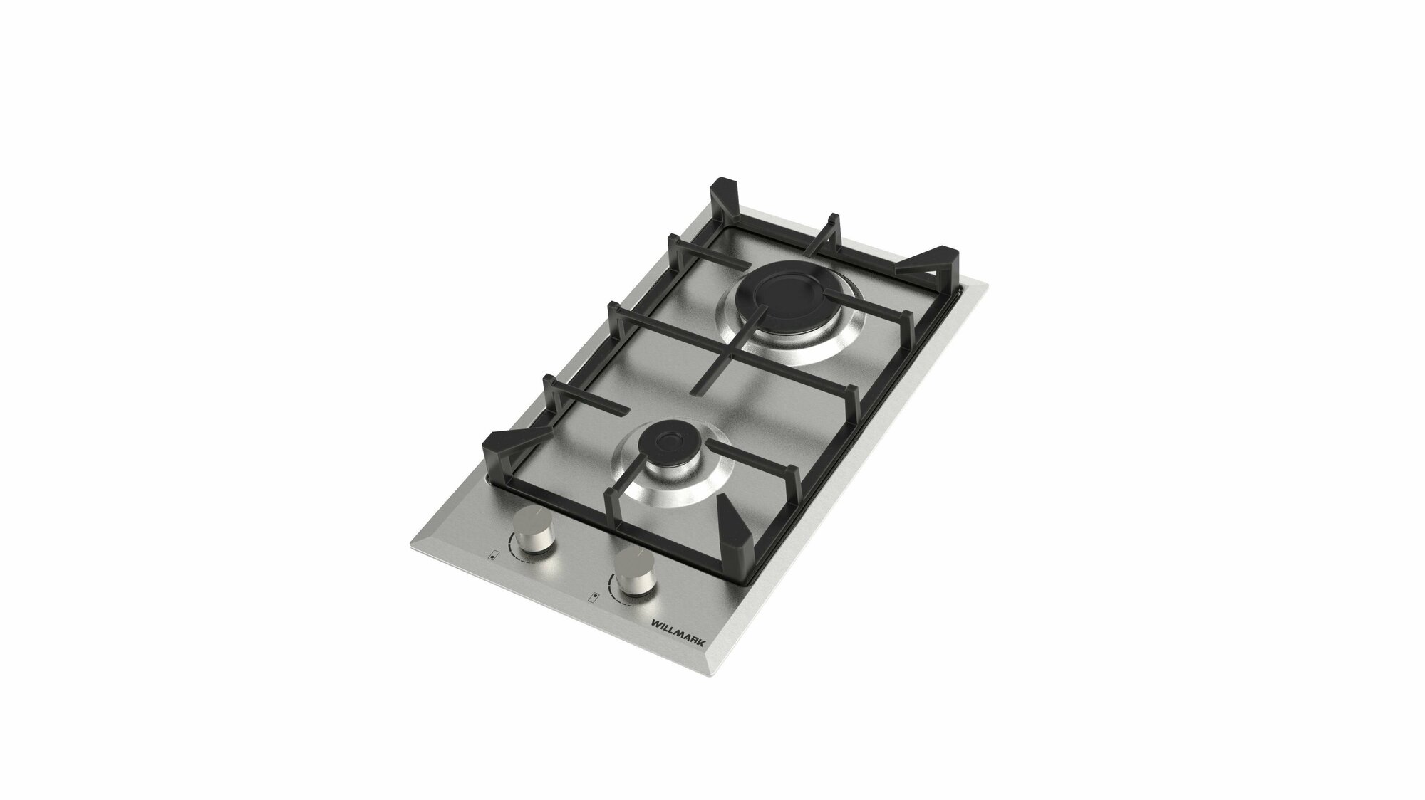фото Газовая вар. поверхность WILLMARK WGH-2301SS (30см, эл. поджиг, чугун. реш, наб. жиклер, черн, эмаль)