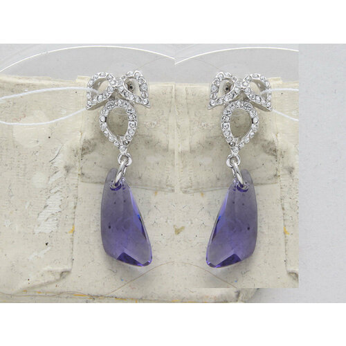 Серьги с подвесками Эстет кристаллы Swarovski серебряный фиолетовый 1280₽