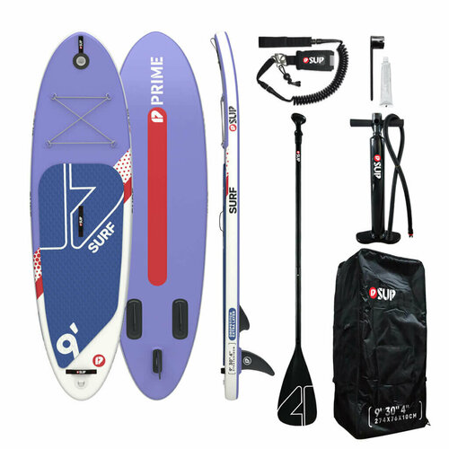 фото Cап борд надувной двухслойный prime 9'х30"x4" surf purple / sup board, сапборд, доска для сап серфинга