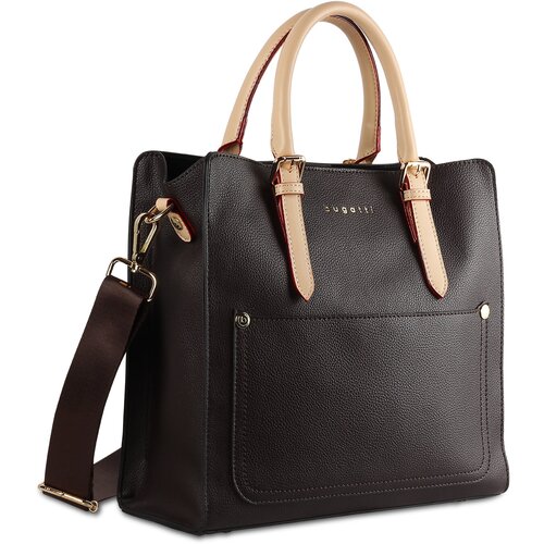 Сумка тоут Bugatti, фактура гладкая, зернистая, коричневый