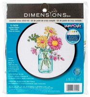 Dimensions Набор для вышивания Summer Flowers (Летние цветы), диаметр 15,2 см (74550)