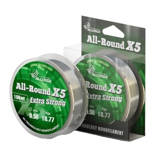 фото Монофильная леска allvega all-round x5 прозрачная 0.5 мм 100 м 16.77 кг