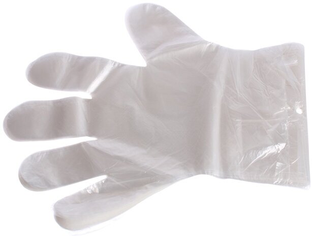 Перчатки полиэтиленовые с отрывом, прозрачные, размер L , 100 штук