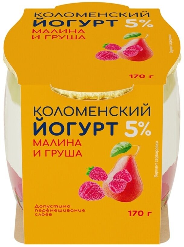 Йогурт «Малина-груша» 5%, «Коломенский»