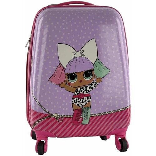 фото Чемодан-каталка , пластик, ручная кладь, 30х45х25 см, 1.5 кг, телескопическая ручка, розовый нет бренда