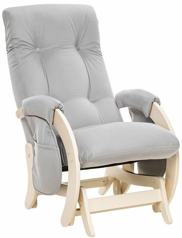 Кресло для кормления Milli Smile с карманами, Дуб шампань, велюр серый V 51