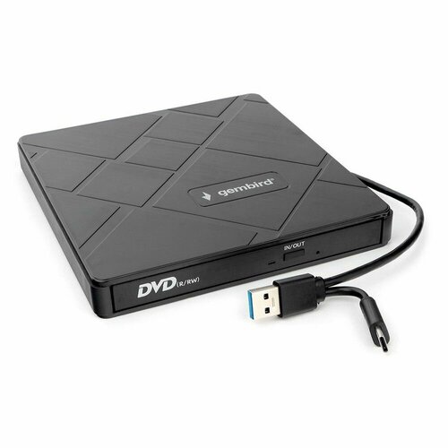 привод gembird dvd usb 03 Внешний DVD-привод Gembird DVD-USB-04 USB 3.0 со встроенным кардридером и хабом пластик, черный