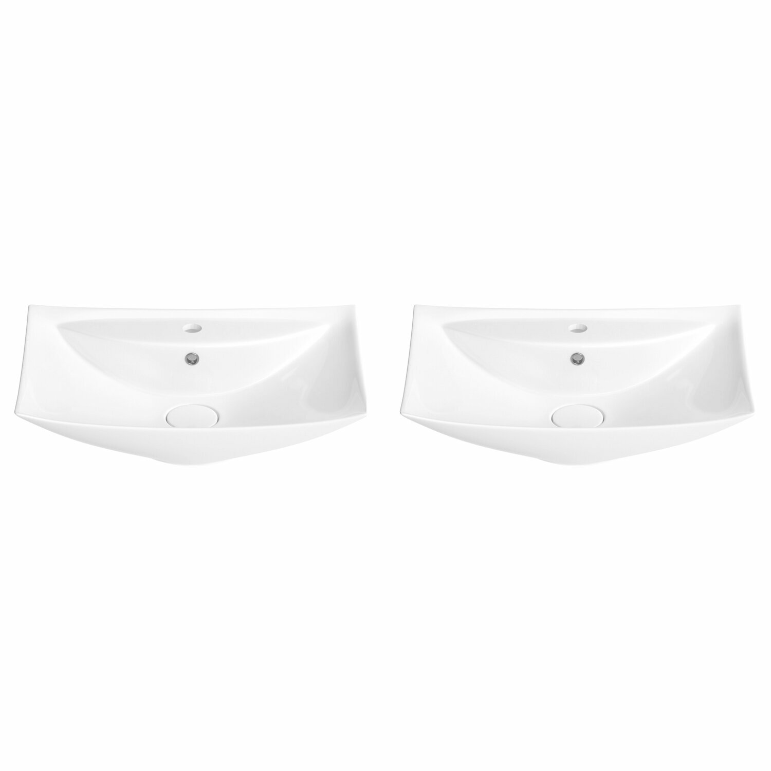 Накладная раковина для ванной Wellsee Cerulean 151001001 в наборе 2 в 1: раковины 2 шт, ширина одного умывальника 60 см, цвет глянцевый белый