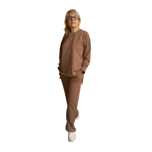 Костюм Karim, толстовка и брюки, повседневный стиль, свободный силуэт, карманы, пояс на резинке, размер 42, коричневый