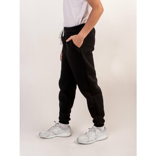 фото Брюки джоггеры дети в цвете, карманы, размер 40-140, черный