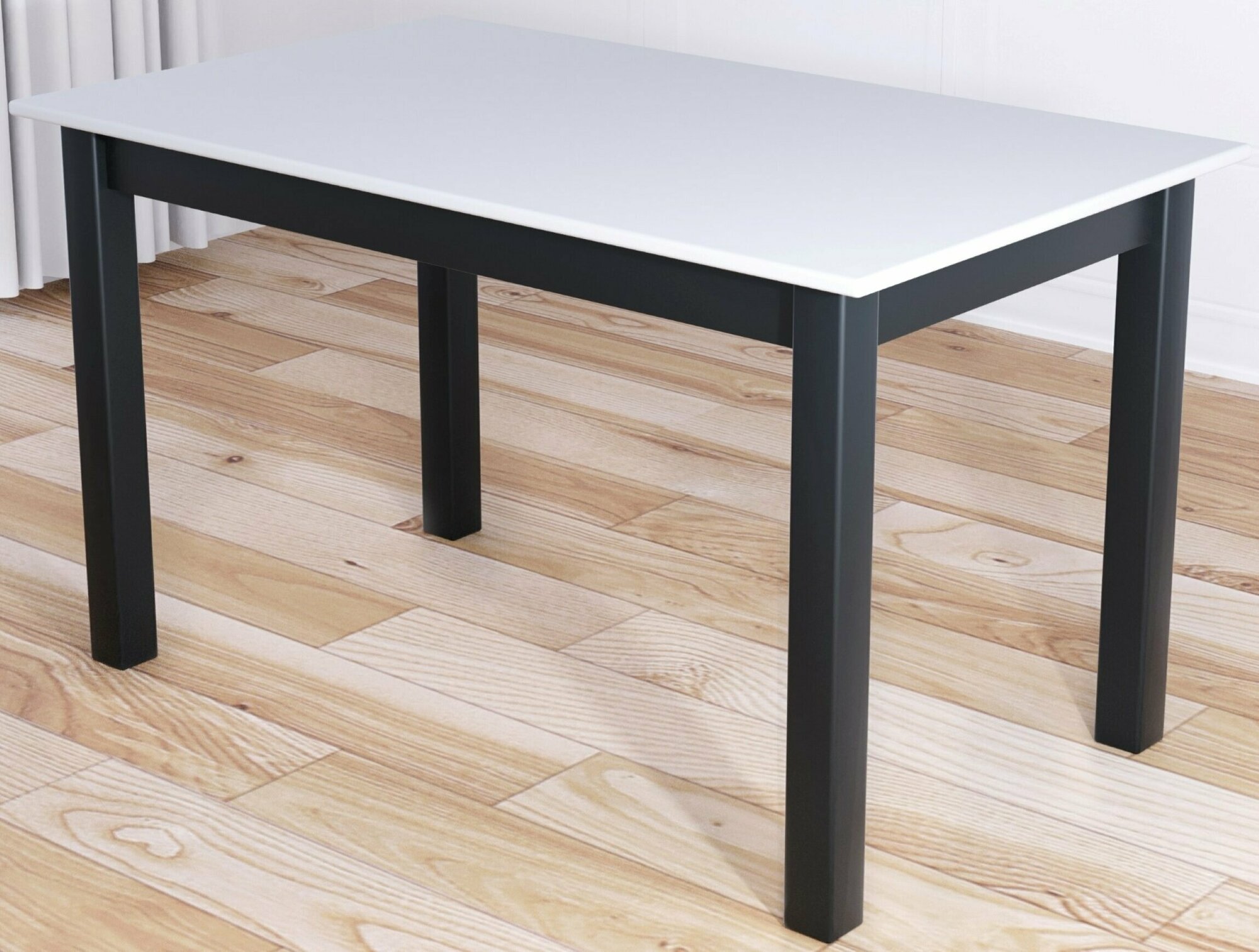 Стол кухонный Классика из массива сосны, белая столешница 20 мм и ножки цвета антрацит, 120х60х75 см - фотография № 2