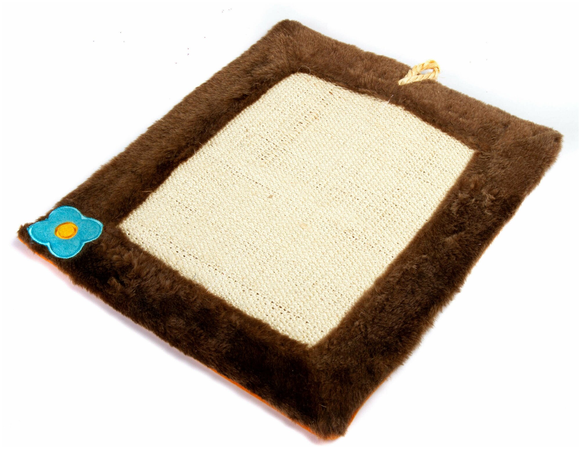 Когтеточка-мягкий коврик для кошек, можно подвесить, материал сизаль 40x34 см - фотография № 2