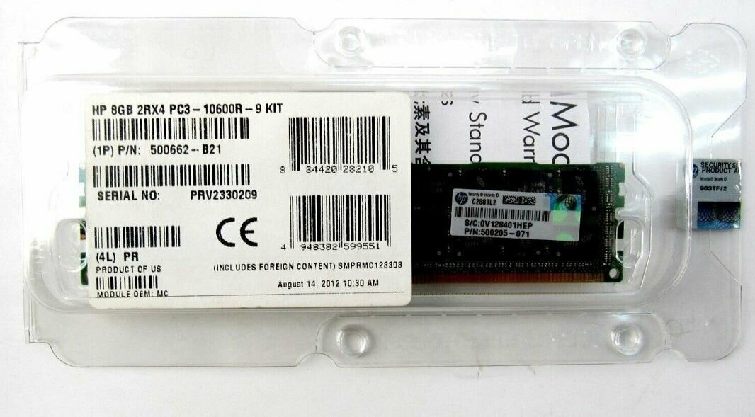 Оперативная память HP 8Гб DDR3 1333МГц DIMM CL9 (500662-B21, 500205-071, 501536-001)