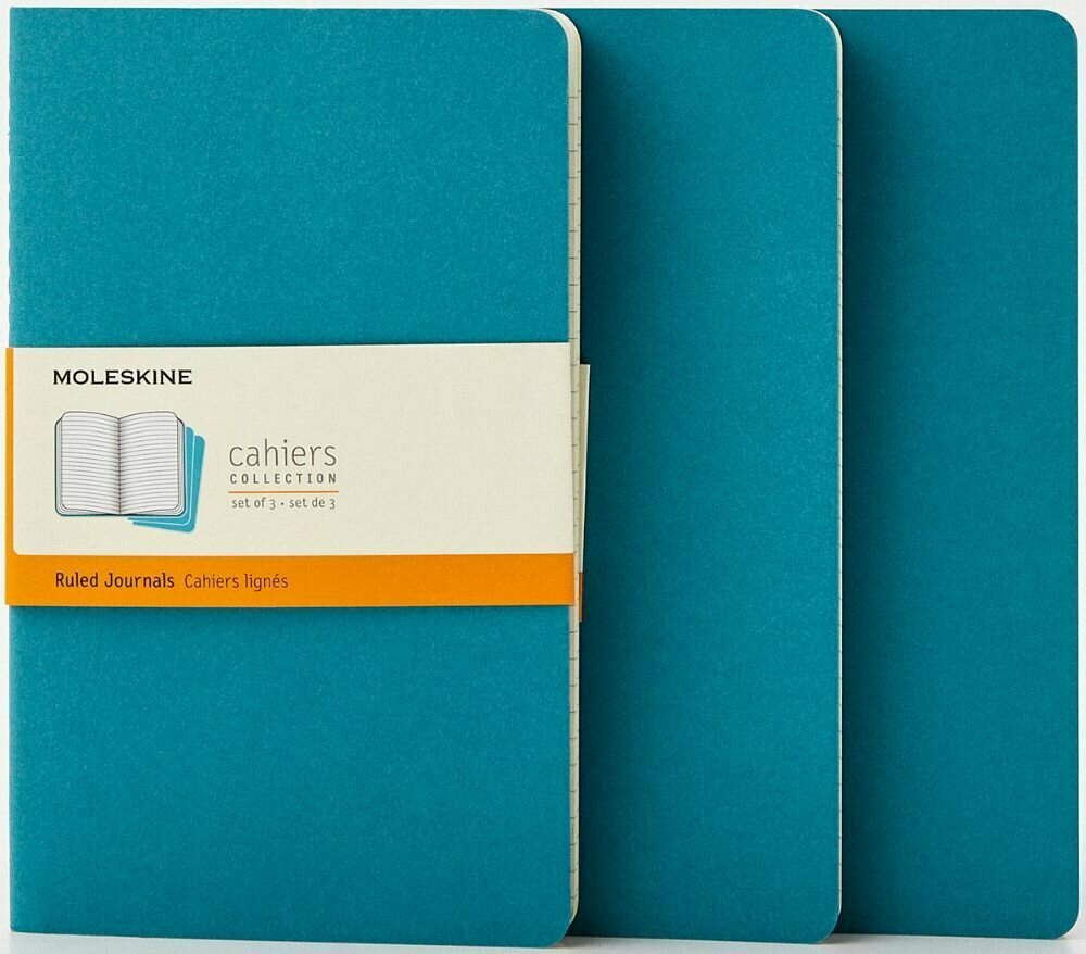 Блокнот Moleskine CAHIER JOURNAL CH016B44 13х21 см обложка картон 80стр. в линейку, голубой (3шт)