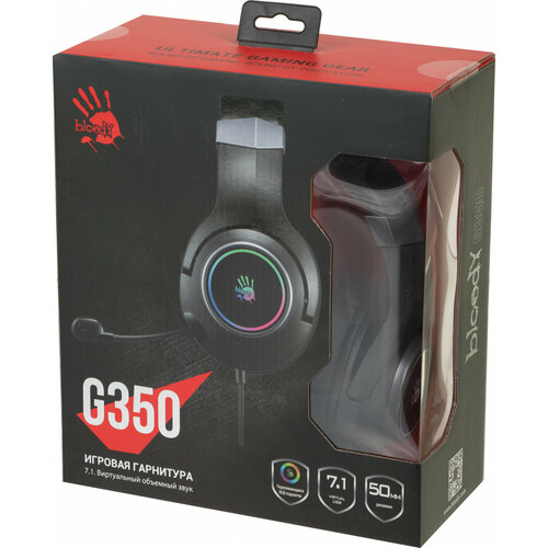 Наушники с микрофоном A4Tech Bloody G350 черный 2м мониторные USB оголовье G350 USB BLACK 614800₽