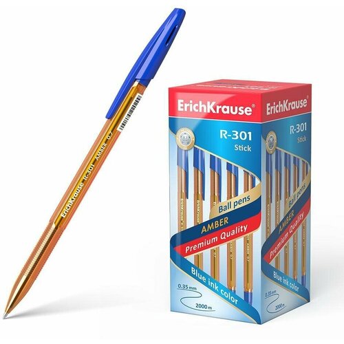 Ручка шариковая ERICH CRAUSE № 31058 R-301 Amber Stick, (Синий стержень 0,7) 50 ШТ