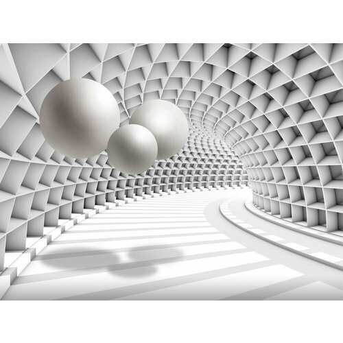 Моющиеся виниловые фотообои Футуристический тоннель со сферами 3D, 400х300 см футуристический тоннель со сферами 3d виниловые фотообои 211х150 см