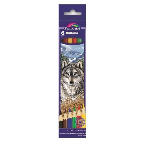 Fenix-Art Деревянные цветные карандаши 6 цветов (39632), 6 шт.