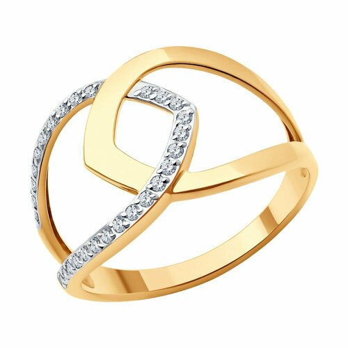 фото Кольцо diamant online, золото, 585 проба, фианит, размер 17.5, прозрачный