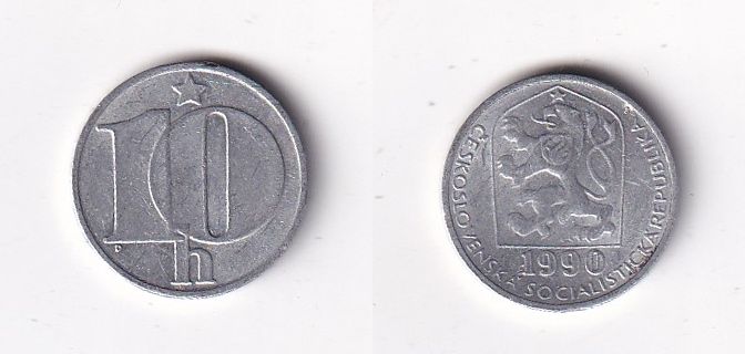 Чехословакия 10 геллеров 1990 год