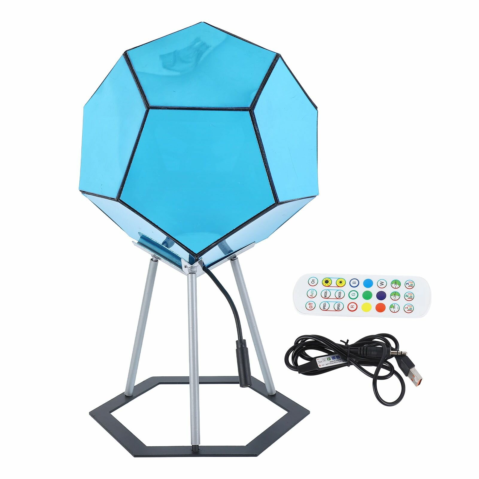 Игровой светильник Dodecahedron, крутая светодиодная настольная лампа RGBW, 7 цветов, 3D ночник с подставкой, пульт дистанционного управления для бара для взрослых