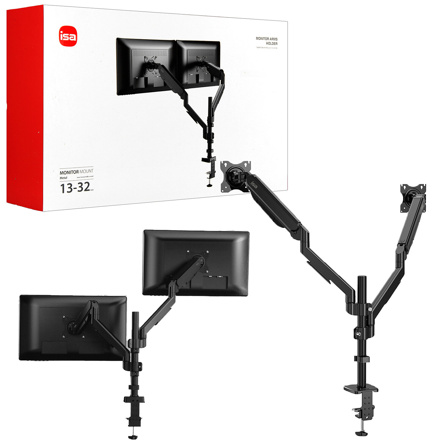 Держатель для двух мониторов с газлифтом 13"-32" 466007