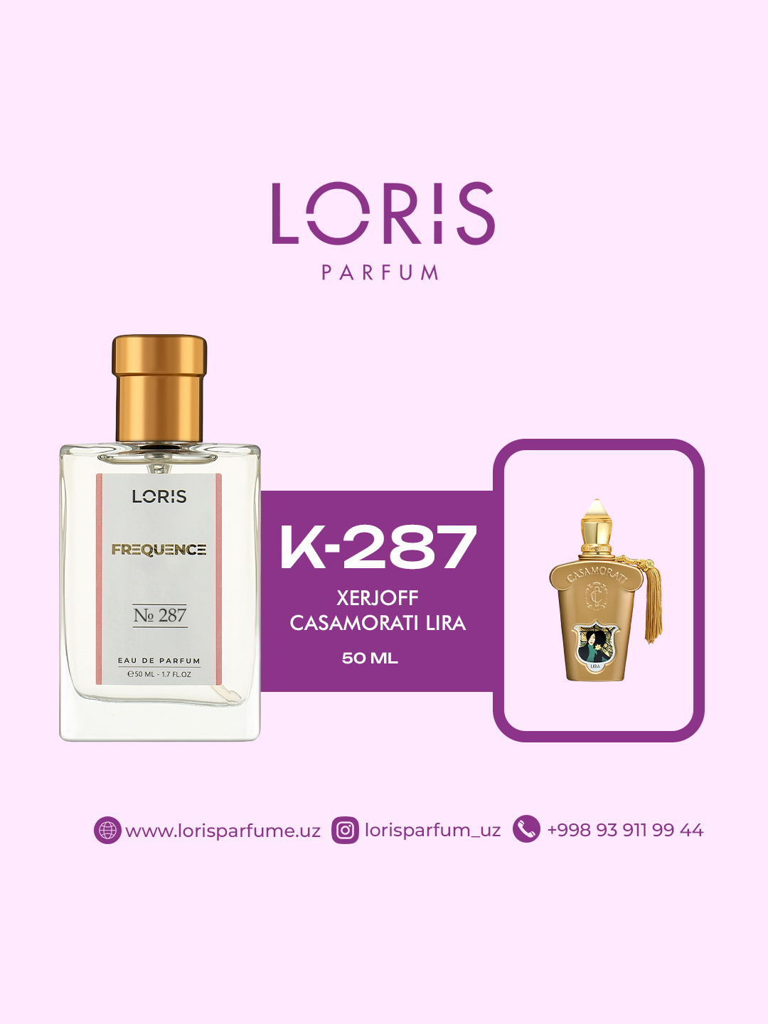 Женская парфюмерная вода "Loris Parfume" - Xerjoff - Casamorati Lira, 50 мл, стойкость в течение дня