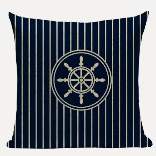 Изображение товара Чехол для подушки Штурвал вертикальные полоски велюр 40х40